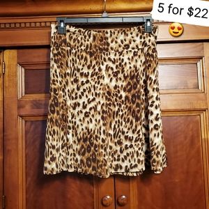 Sale Aqua Blue Stretch Skirt Leopard Print